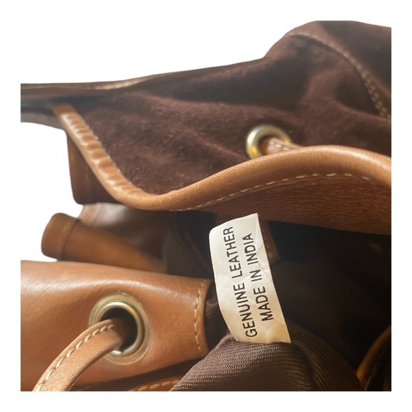 Suede & leather large bucket shoulder bag - Picture 7 of 16